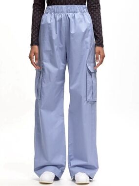 Stine Goya Fortuna Solid Cargo Pants Blue Organic Cotton Wide Leg